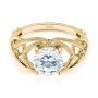 18k Yellow Gold 18k Yellow Gold Intertwined Solitaire Diamond Engagement Ring - Flat View -  104088 - Thumbnail
