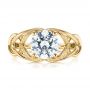 18k Yellow Gold 18k Yellow Gold Intertwined Solitaire Diamond Engagement Ring - Top View -  104088 - Thumbnail