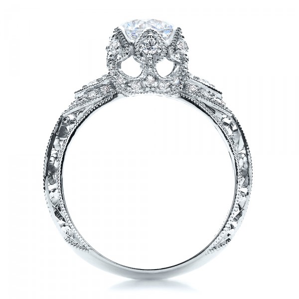  Platinum Platinum Knife Edge Diamond Engagement Ring - Vanna K - Front View -  100105