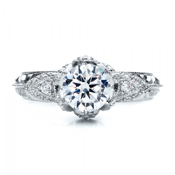  Platinum Platinum Knife Edge Diamond Engagement Ring - Vanna K - Top View -  100105