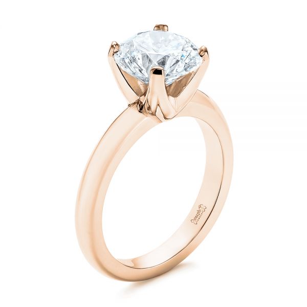 18k Rose Gold 18k Rose Gold Knife Edge Solitaire Diamond Engagement Ring - Three-Quarter View -  105202