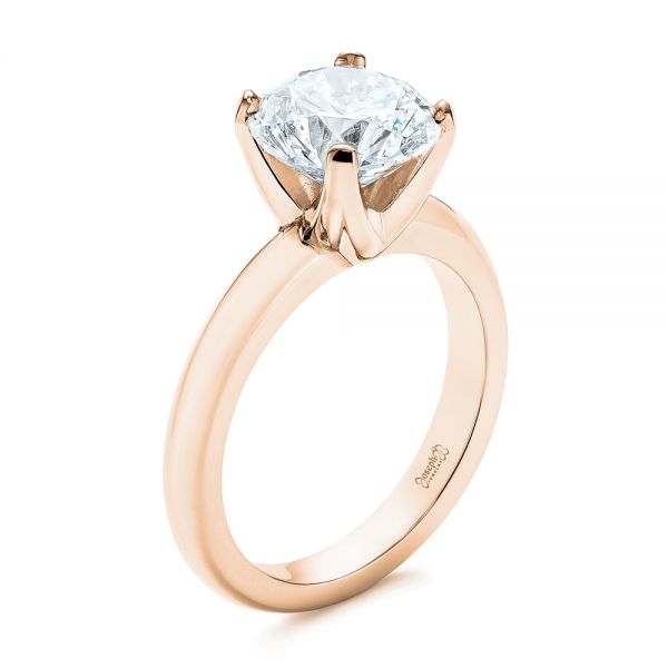 14k Rose Gold 14k Rose Gold Knife Edge Solitaire Diamond Engagement Ring - Three-Quarter View - 105202