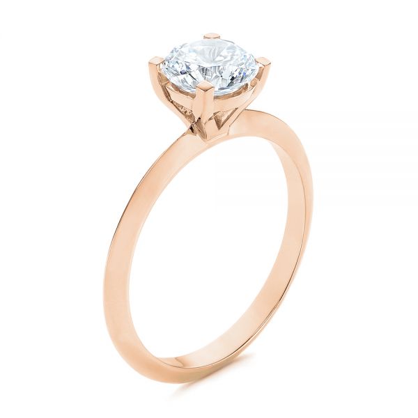 14k Rose Gold 14k Rose Gold Knife Edge Solitaire Diamond Engagement Ring - Three-Quarter View -  105918