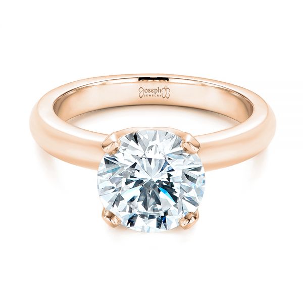 18k Rose Gold 18k Rose Gold Knife Edge Solitaire Diamond Engagement Ring - Flat View -  105202