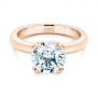 14k Rose Gold 14k Rose Gold Knife Edge Solitaire Diamond Engagement Ring - Flat View -  105202 - Thumbnail