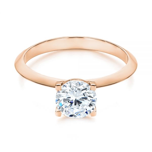 14k Rose Gold 14k Rose Gold Knife Edge Solitaire Diamond Engagement Ring - Flat View -  105918