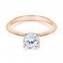 18k Rose Gold 18k Rose Gold Knife Edge Solitaire Diamond Engagement Ring - Flat View -  105918 - Thumbnail