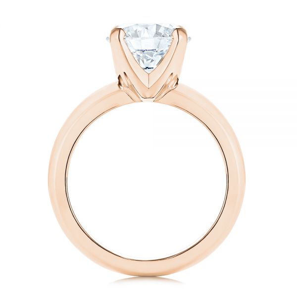 18k Rose Gold 18k Rose Gold Knife Edge Solitaire Diamond Engagement Ring - Front View -  105202