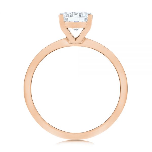 18k Rose Gold 18k Rose Gold Knife Edge Solitaire Diamond Engagement Ring - Front View -  105918