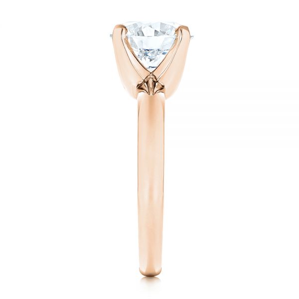 14k Rose Gold 14k Rose Gold Knife Edge Solitaire Diamond Engagement Ring - Side View -  105202