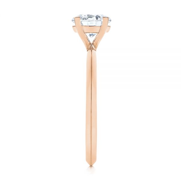 18k Rose Gold 18k Rose Gold Knife Edge Solitaire Diamond Engagement Ring - Side View -  105918