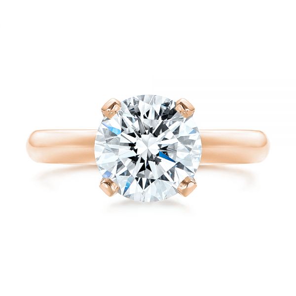 14k Rose Gold 14k Rose Gold Knife Edge Solitaire Diamond Engagement Ring - Top View - 105202