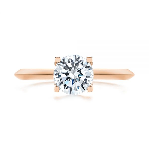 18k Rose Gold 18k Rose Gold Knife Edge Solitaire Diamond Engagement Ring - Top View -  105918