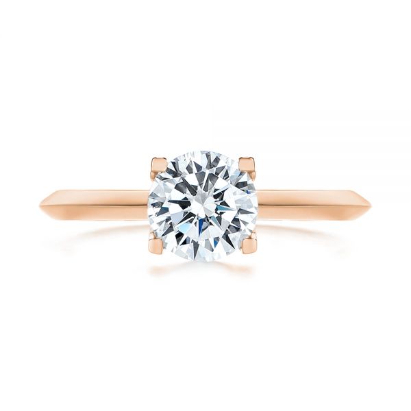 14k Rose Gold 14k Rose Gold Knife Edge Solitaire Diamond Engagement Ring - Top View - 105918
