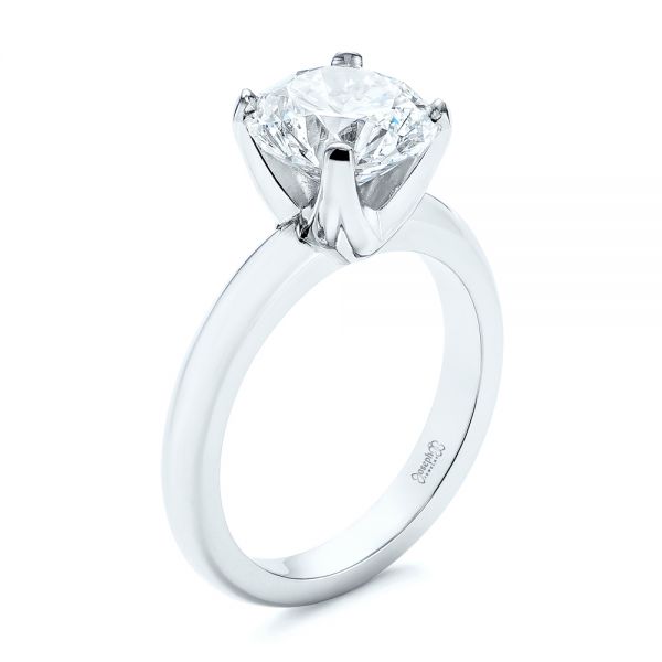  Platinum Knife Edge Solitaire Diamond Engagement Ring - Three-Quarter View -  105202