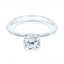 14k White Gold Knife Edge Solitaire Diamond Engagement Ring - Flat View -  105918 - Thumbnail
