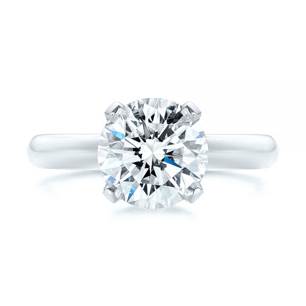 14k White Gold 14k White Gold Knife Edge Solitaire Diamond Engagement Ring - Top View -  105202