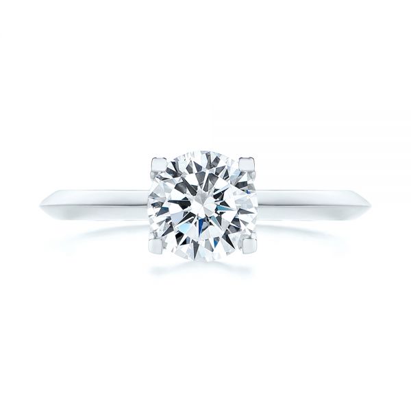 14k White Gold Knife Edge Solitaire Diamond Engagement Ring - Top View -  105918
