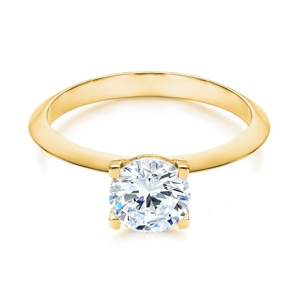 18k Yellow Gold 18k Yellow Gold Knife Edge Solitaire Diamond Engagement Ring - Flat View -  105918