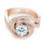 18k Rose Gold 18k Rose Gold Knot Diamond Engagement Ring - Flat View -  104115 - Thumbnail