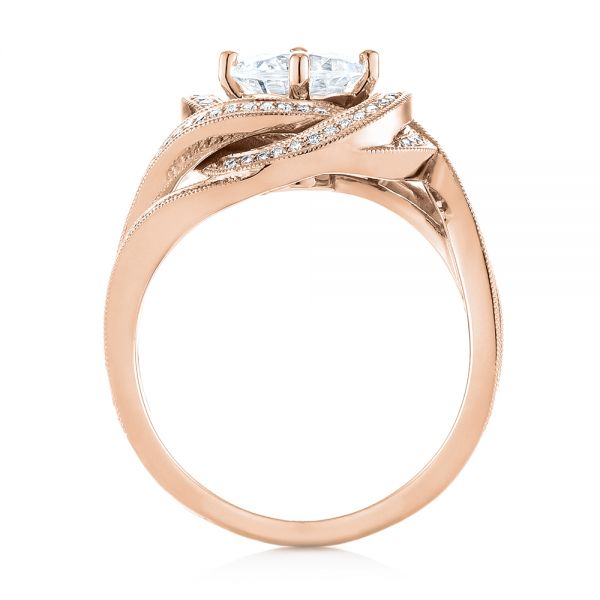 18k Rose Gold 18k Rose Gold Knot Diamond Engagement Ring - Front View -  104115
