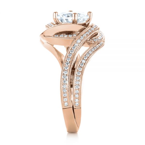 18k Rose Gold 18k Rose Gold Knot Diamond Engagement Ring - Side View -  104115
