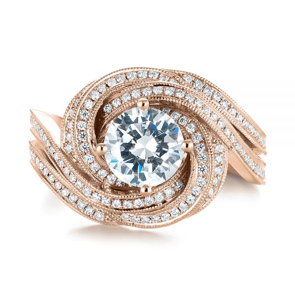 14k Rose Gold 14k Rose Gold Knot Diamond Engagement Ring - Top View -  104115