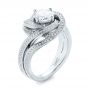 18k White Gold Knot Diamond Engagement Ring - Three-Quarter View -  104115 - Thumbnail