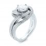 14k White Gold 14k White Gold Knot Diamond Engagement Ring - Three-Quarter View -  104115 - Thumbnail