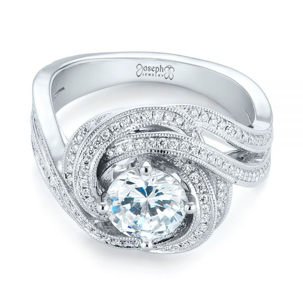  Platinum Platinum Knot Diamond Engagement Ring - Flat View -  104115