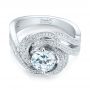 18k White Gold Knot Diamond Engagement Ring - Flat View -  104115 - Thumbnail