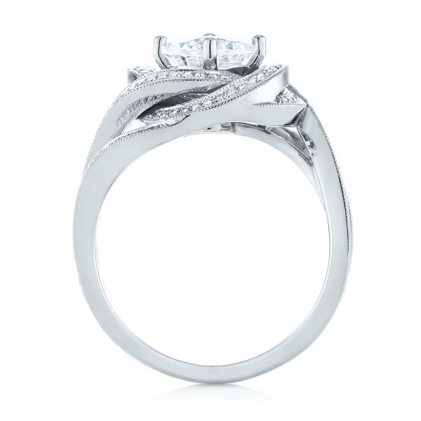 18k White Gold Knot Diamond Engagement Ring - Front View -  104115