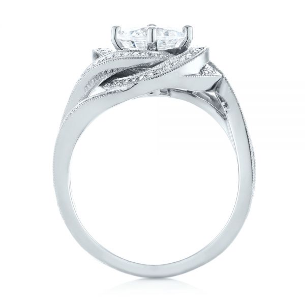 18k White Gold Knot Diamond Engagement Ring - Front View - 104115