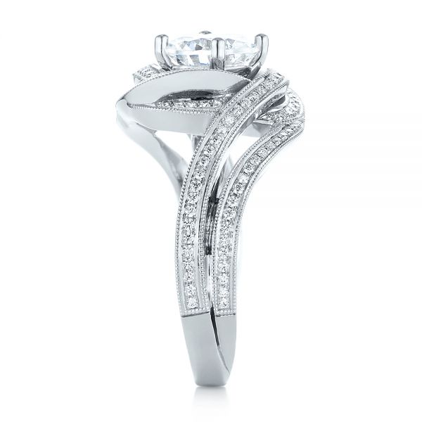 18k White Gold Knot Diamond Engagement Ring - Side View -  104115