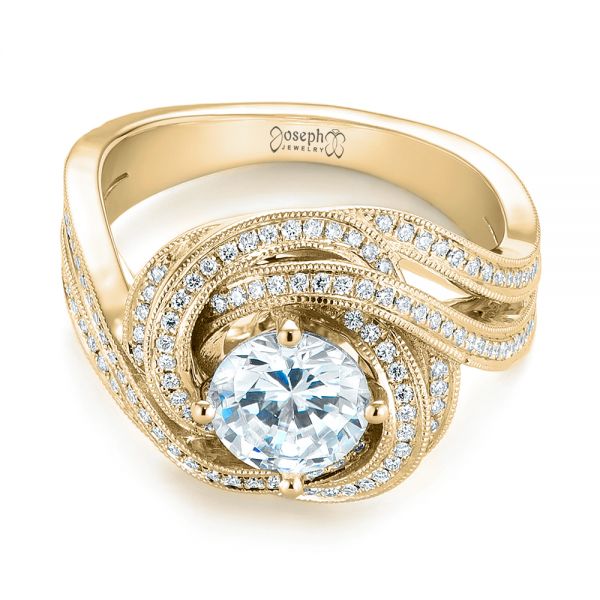 18k Yellow Gold 18k Yellow Gold Knot Diamond Engagement Ring - Flat View - 104115