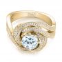 18k Yellow Gold 18k Yellow Gold Knot Diamond Engagement Ring - Flat View -  104115 - Thumbnail