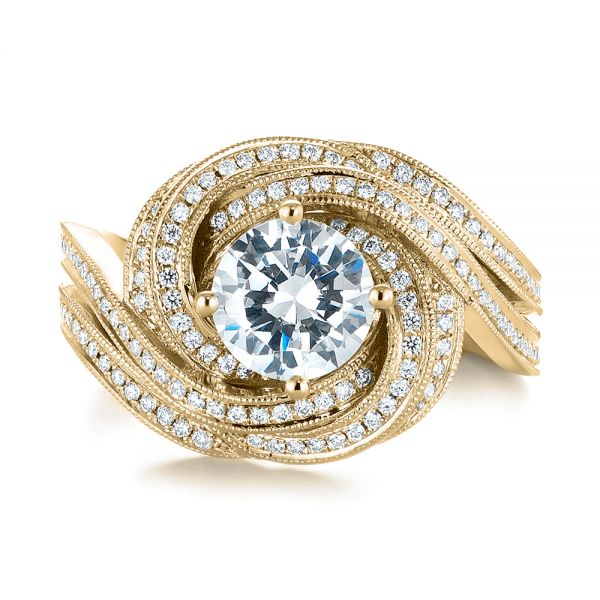 18k Yellow Gold 18k Yellow Gold Knot Diamond Engagement Ring - Top View - 104115