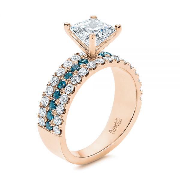 14k Rose Gold 14k Rose Gold London Blue Topaz And Diamond Engagement Ring - Three-Quarter View -  106099