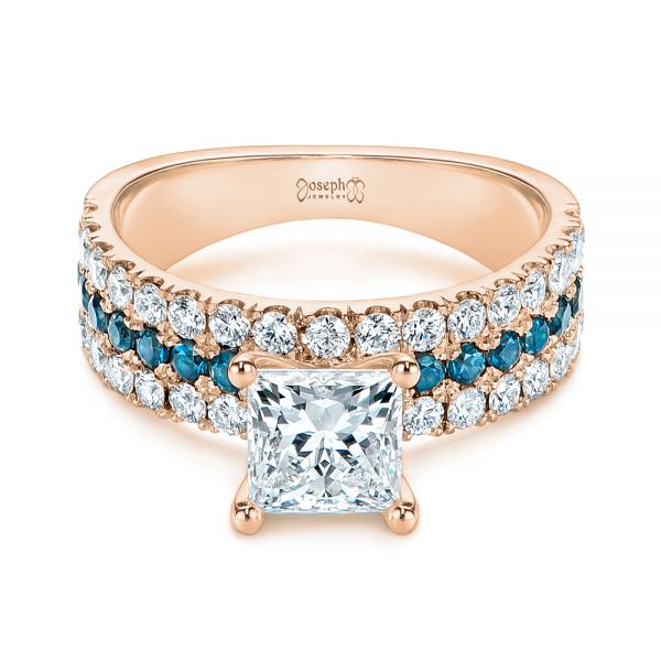 18k Rose Gold 18k Rose Gold London Blue Topaz And Diamond Engagement Ring - Flat View -  106099