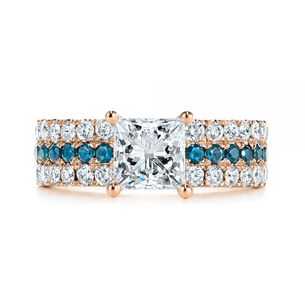 18k Rose Gold 18k Rose Gold London Blue Topaz And Diamond Engagement Ring - Top View -  106099
