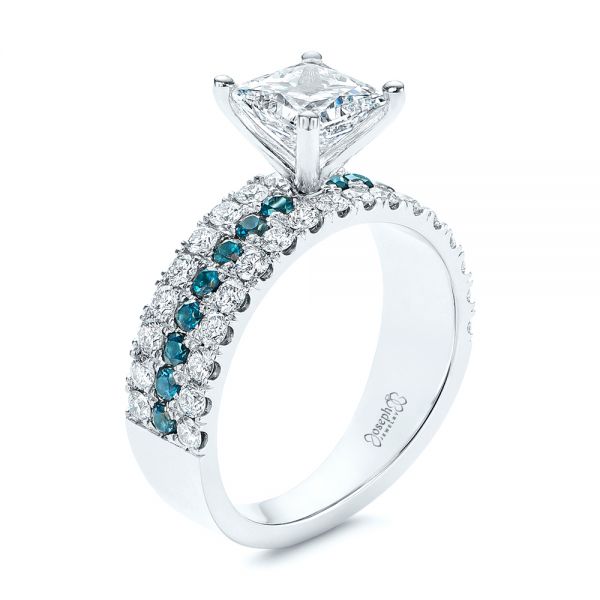 14k White Gold 14k White Gold London Blue Topaz And Diamond Engagement Ring - Three-Quarter View -  106099