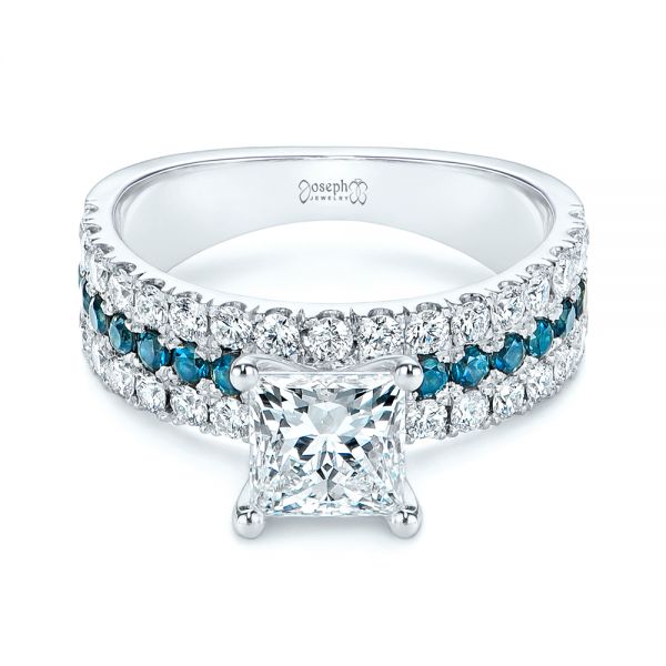  Platinum London Blue Topaz And Diamond Engagement Ring - Flat View -  106099