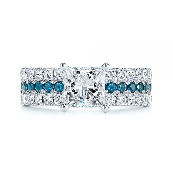  Platinum London Blue Topaz And Diamond Engagement Ring - Top View -  106099