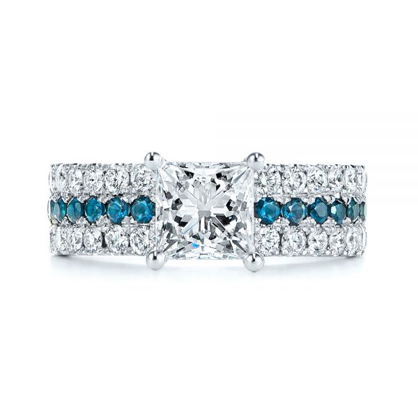 18k White Gold 18k White Gold London Blue Topaz And Diamond Engagement Ring - Top View -  106099