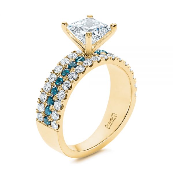 18k Yellow Gold 18k Yellow Gold London Blue Topaz And Diamond Engagement Ring - Three-Quarter View -  106099