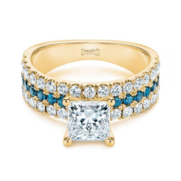 18k Yellow Gold 18k Yellow Gold London Blue Topaz And Diamond Engagement Ring - Flat View -  106099