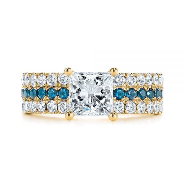18k Yellow Gold 18k Yellow Gold London Blue Topaz And Diamond Engagement Ring - Top View -  106099