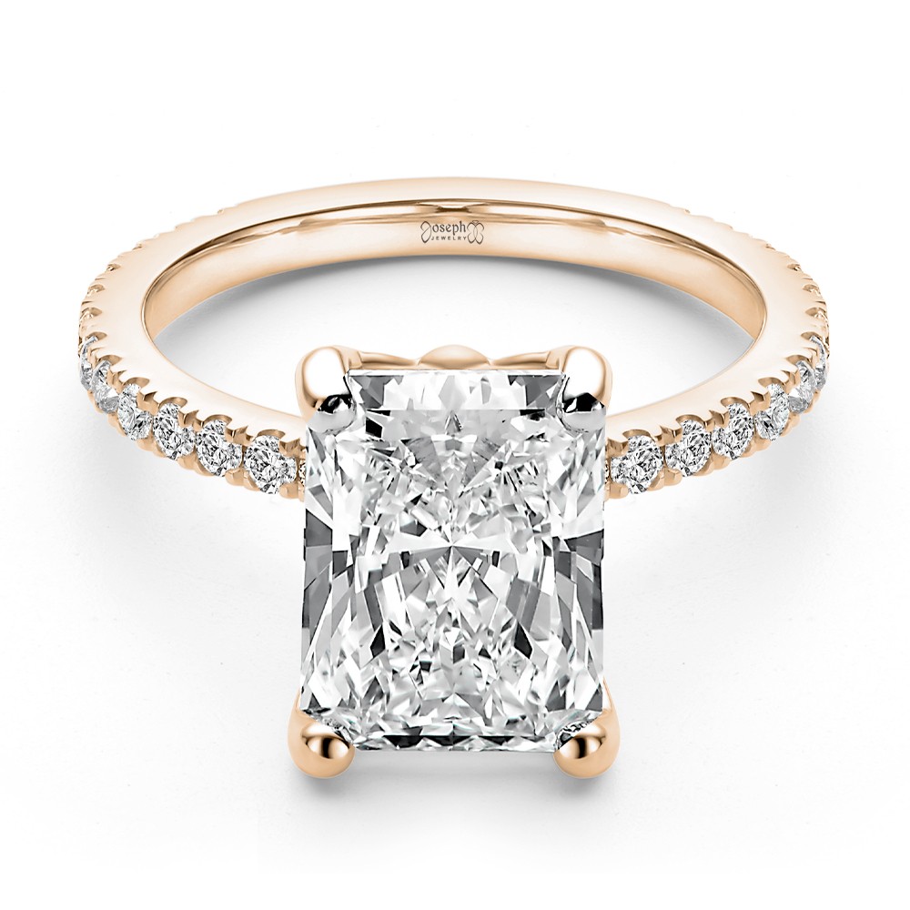 14k Rose Gold 14k Rose Gold Lotus Basket Radiant Cut Diamond Engagement Ring - Flat View -  108545 - Thumbnail
