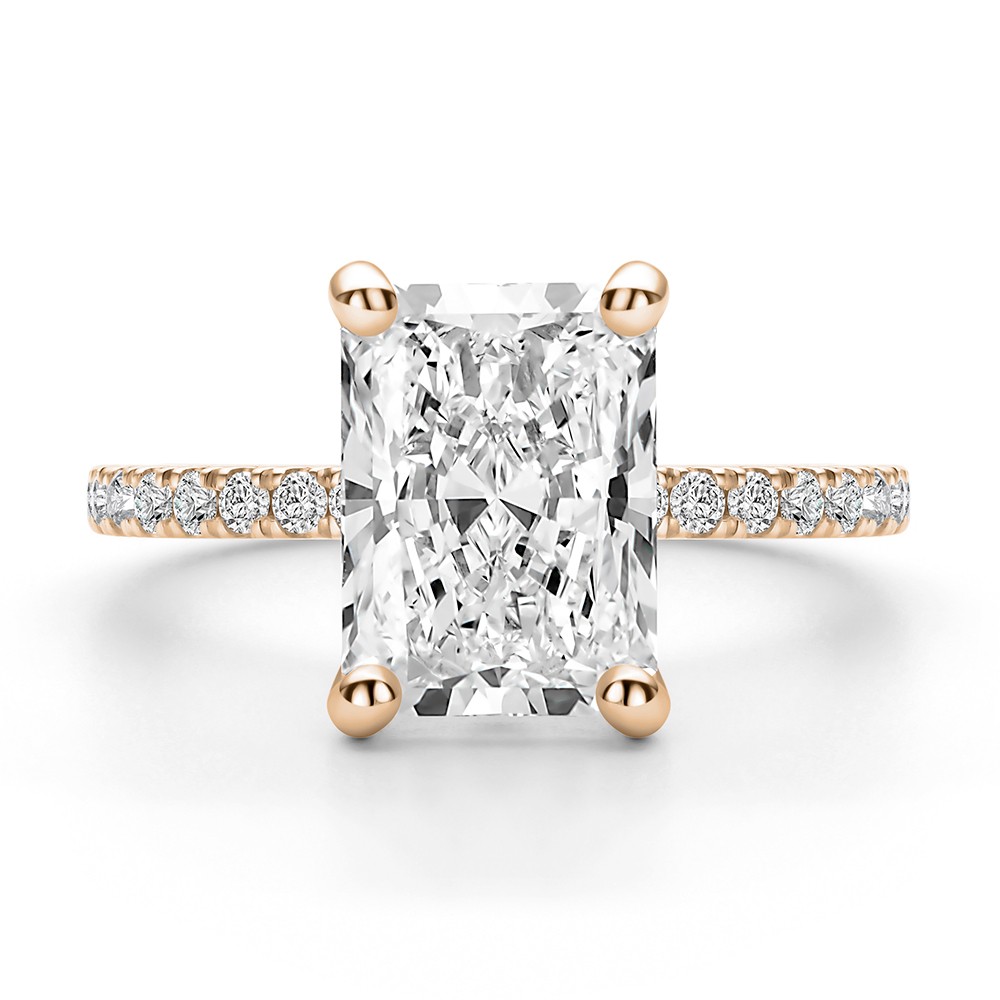 14k Rose Gold 14k Rose Gold Lotus Basket Radiant Cut Diamond Engagement Ring - Top View -  108545 - Thumbnail