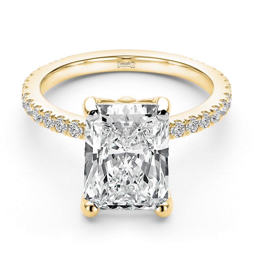 14k Yellow Gold 14k Yellow Gold Lotus Basket Radiant Cut Diamond Engagement Ring - Flat View -  108545 - Thumbnail